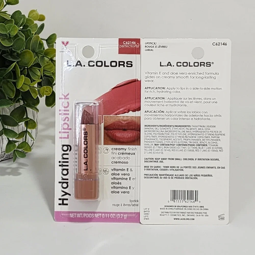 L.A. Colors Hydrating Lipstick Perfectionist Creamy Finish C62146 - Lot of 2